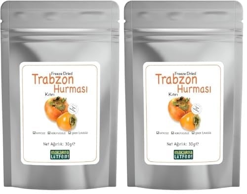 makarna lütfen! Trabzon Hurması Kuru Meyve Cipsi Dondurularak Kurutulmuş Freeze Dried Meyve Kıtırı (30 g) 2li paket