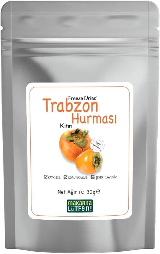 makarna lütfen! Trabzon Hurması Kuru Meyve Cipsi Dondurularak Kurutulmuş Freeze Dried Meyve Kıtırı (30 g) 2li paket
