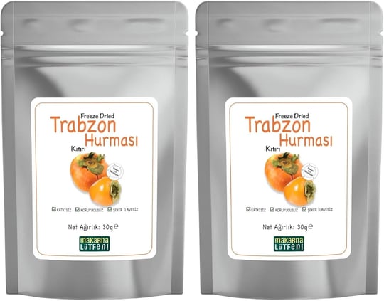 makarna lütfen! Trabzon Hurması Kuru Meyve Cipsi Dondurularak Kurutulmuş Freeze Dried Meyve Kıtırı (30 g) 2li paket