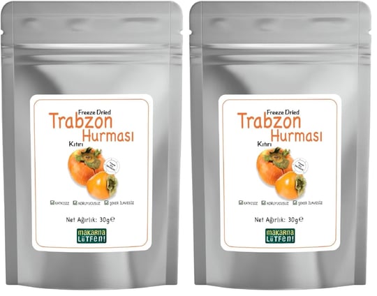 makarna lütfen! Trabzon Hurması Kuru Meyve Cipsi Dondurularak Kurutulmuş Freeze Dried Meyve Kıtırı (30 g) 2li paket