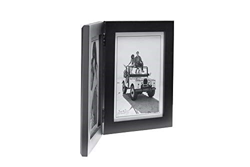 Malden Çift Dikey 5x7 Resim Çerçevesi - Geniş Gerçek Ahşap Kalıp, Gerçek Cam - Siyah - Seçenekler: 2x3 Double Split, 2-5x7, 3.5x5, 4x5, 4x6...
