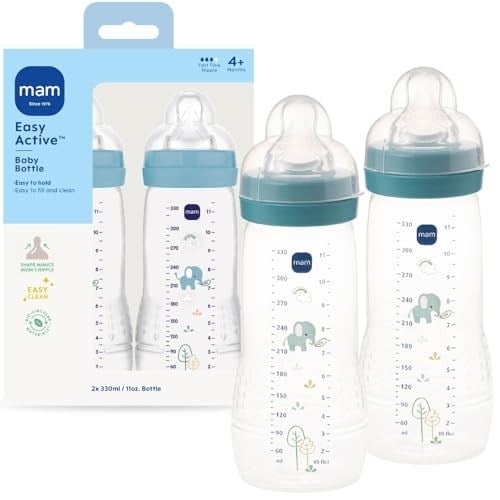 MAM Easy Active Biberon, Göğüs Arasında Geçiş Yapın ve Temizleyin, 4+ Ay, Erkek, 2 adet (1li Paket)