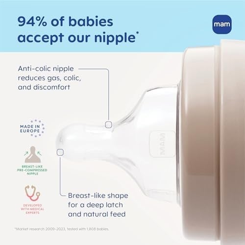 MAM Easy Active Biberon, Göğüs Arasında Geçiş Yapın ve Temizleyin, 4+ Ay, Erkek, 2 adet (1li Paket)