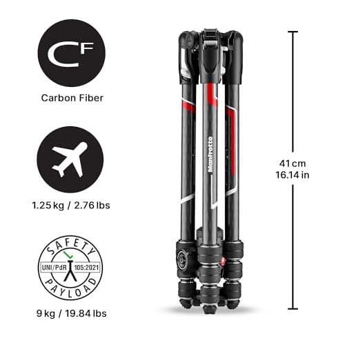 Manfrotto Befree Advanced Carbon Seyahat Tripodu Twist (Döner Kilit) Küre Başlı, Çanta Dahil (Canon, Nikon, Sony, DSLR, CSC, Aynasız Kam - Seçenekler: Befree Karbon, Befree Adv Arca-Swiss Lever Alu...