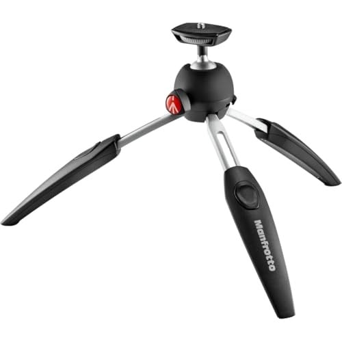 Manfrotto MTPIXIEVO-BK, PIXI EVO 2 segmentli mini tripod, aynasız kameralar için, kompakt sistem kameraları, DSLRler, video, uygun boyut, alüminyum, masa tripodu, siyah