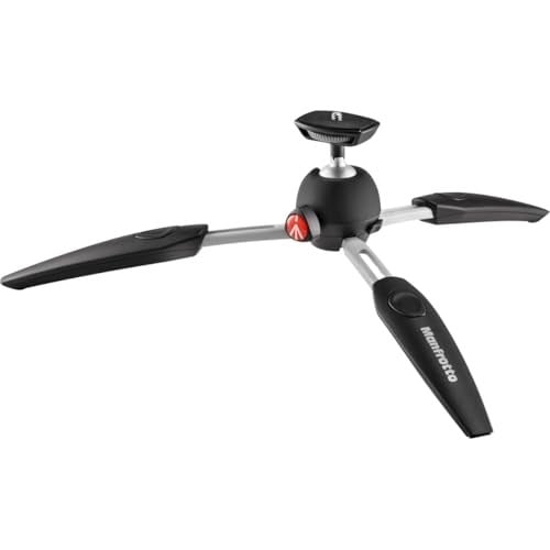 Manfrotto MTPIXIEVO-BK, PIXI EVO 2 segmentli mini tripod, aynasız kameralar için, kompakt sistem kameraları, DSLRler, video, uygun boyut, alüminyum, masa tripodu, siyah