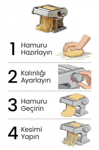 Manuel Makarna Makinesi - Erişte ve Hamur Açma Makinesi - Çift Kesici Başlıklı - 9 Kademe Ayarlı