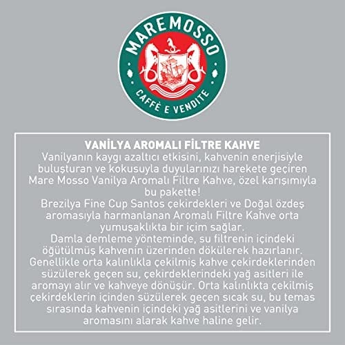 Mare Mosso Vanilya Aromalı Öğütülmüş Filtre Kahve 200 Gr.