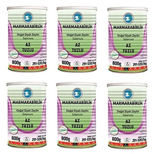 Marmarabirlik Az Tuzlu Salamura Siyah Zeytin Teneke (S) 800 Gr - 6lı