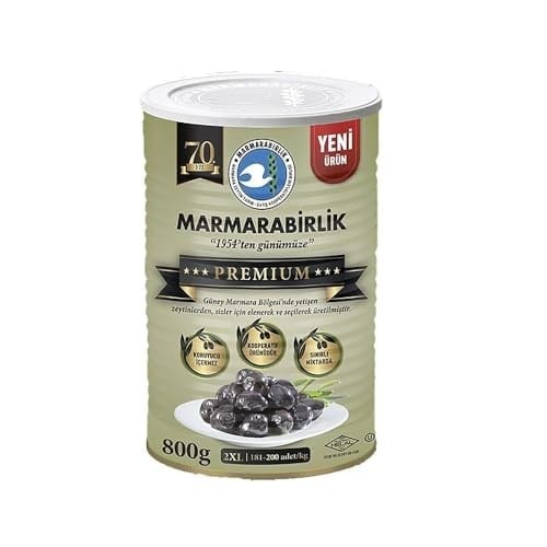 Marmarabirlik Doğal Salamura Siyah Zeytin, 800 Gr, 2li Paket