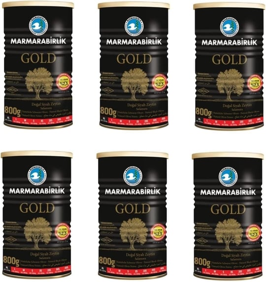 Marmarabirlik Salamura Siyah Zeytin Teneke Gold (XL) 800 Gr - 6lı