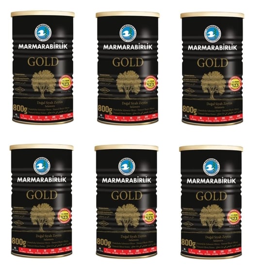 Marmarabirlik Salamura Siyah Zeytin Teneke Gold (XL) 800 Gr - 6lı