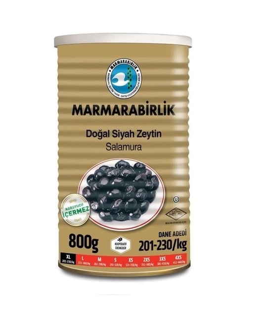 Marmarabirlik Salamura Siyah Zeytin Teneke (XL) 800 Gr