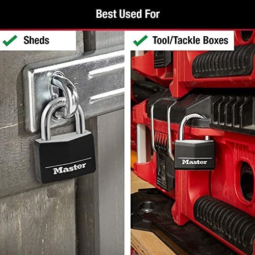 Master Lock Anahtarlı Kapalı Asma Kilitler, Dış Mekan Kilitleri, 2li Paket, 141T, Siyah