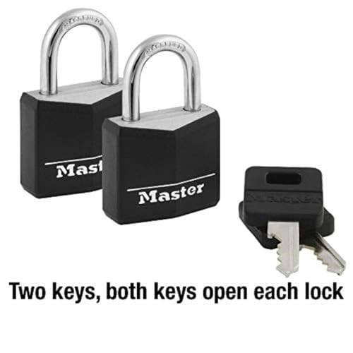 Master Lock Kapalı Alüminyum Asma Kilitler, Anahtarlı Küçük Kilitler, Anahtarlı Alike Asma Kilitler, 2li Paket, Siyah