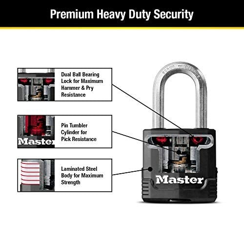 Master Lock M115XTRILF Magnum Ağır Hizmet Tipi Anahtarlı Dış Mekan Asma Kilit, 3lü Paket Anahtarlı-Aynı