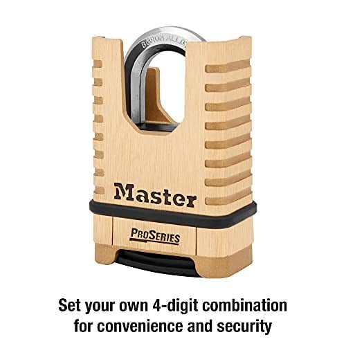 Master Lock, pirinç, asma kilit, ProSeries 2-1/4 inç genişliğinde kendi şifreli kilidinizi ayarlayın, 1177D, 15,3 cm x 7,5 cm x 3,5 cm