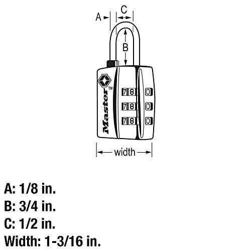 Master Lock Siyah TSA Onaylı Geniş Kilit Gövdeli ve İnce, Dayanıklı Çelik Kelepçe, Sırt Çantaları için Fermuar Kilidi, Bagaj, 3 pk, 4680BLKEC3