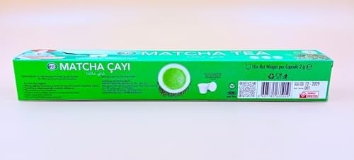 Matcha Çayı Kapsül 10’lu (2 gr) |%100 Camellia Sinensis Matcha Powder – Latte Grade | Vegan, Glutensiz, Doğal | Nespresso Uyumlu Kapsül