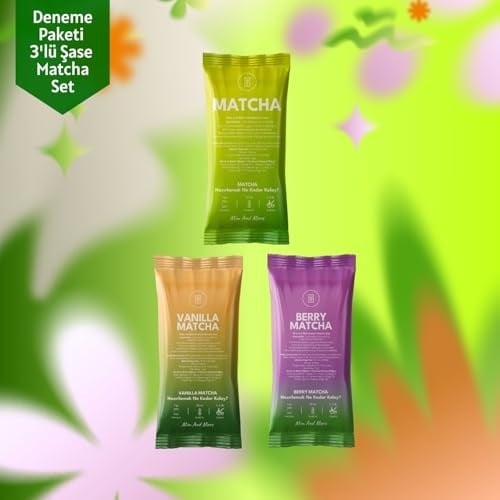 Matcha Deneme Seti 3lü - Saf, Vanilya, Böğürtlen Aromalı Deneme Matcha Seti 3x3 gr