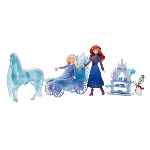 Mattel Çıkarılabilir elbisesi ve ayakkabılarıyla Mattel Disney Karlar Ülkesi Elsa bebek, büyüleyici atı Nokk ve macera arabası, Karlar Ülkesi: Kış Sonu Festivali teması, JBG56