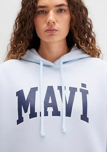 Mavi Logo Baskılı Kapüşonlu Mavi Sweatshirt 1600361-70717