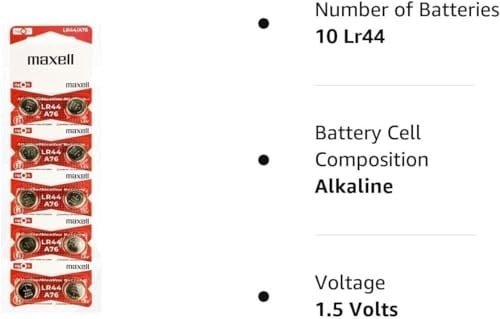Maxell Alkaline LR44 düğme pil (10lu paket)