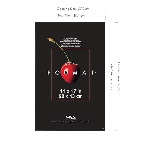 MCS 11, 43 cm format çerçeve, siyah, plastik, Siyah, 28.447999999999997 x 1.524 x 43.687999999999995 cm - Seçenekler: 11 x 17 in