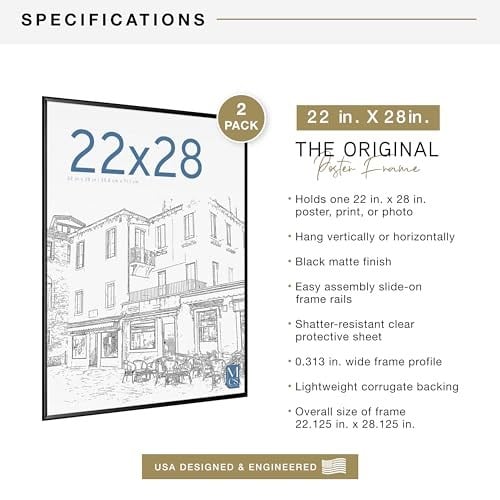 MCS Orijinal Poster Çerçevesi, 50 x 60 cm, Siyah, 2li Set - Seçenekler: 22 x 28 in, 16 x 20 in, 16X24, 18 x 24 in, 20 x 28 in...