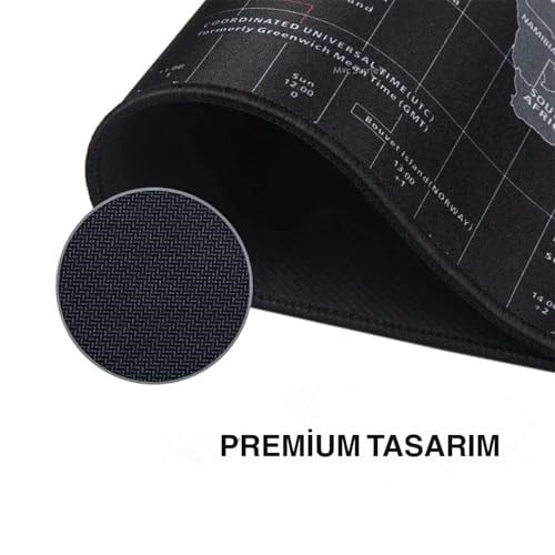 McStorey Dünya Haritası Gaming Mouse Pad 60x30 cm, Kaymaz Kauçuk Tabanlı Masa Matı, Dikişli Kenar, 3 mm Kalınlık, Mikro Dokuma Kumaş, Klavye ve Mouse Altlığı, Ofis ve Oyuncu Masası için
