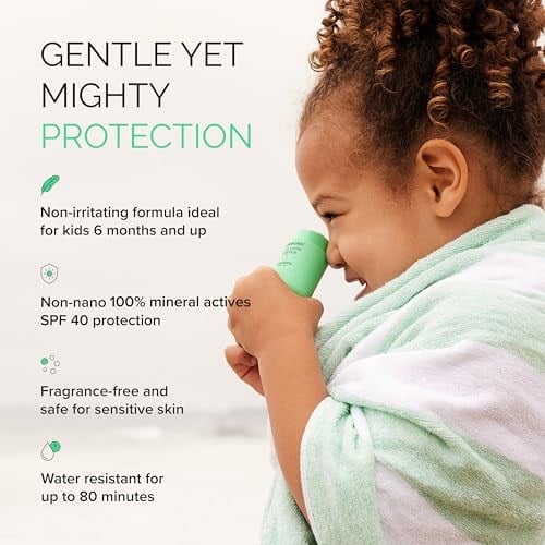 MDSolarSciences Mineral KidStick SPF 40 - Çocuklar için Nazik Suya Dayanıklı Güneş Koruyucu - Hipoalerjenik Geniş Spektrumlu Yüz ve Vücut UV Koruması - Kokusuz, Vegan Çinko Oksit Çubuk, 17 g