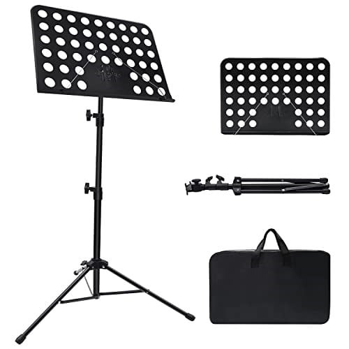 Mdvora Nota Kağıdı için Müzik Standı, Taşıma Çantalı Ayarlanabilir Müzik Standı, Profesyonel Müzik Kitabı Tutucu, Gitar, Ukulele, Keman Çalarlar için Müzik Kağıdı Tutucu (1 paket)