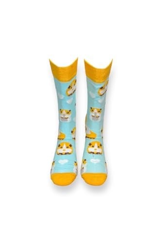 Me-vo Tekli Açık Mavi Renkli Bay/Bayan Unisex Esnek Nem Alabilen Pamuklu Hamster Desenli Soket Çorap