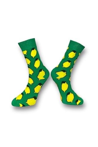 Me-vo Tekli Bay/Bayan Unisex Esnek Nem Alabilen Pamuklu Limon Desenli Soket Çorap