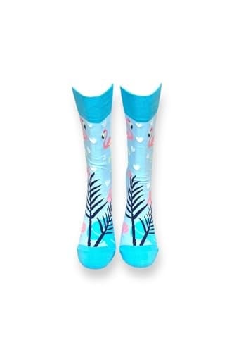 Me-vo Tekli Bebe Mavisi Renkli Bay/Bayan Unisex Esnek Nem Alabilen Pamuklu Flamingo Desenli Soket Çorap