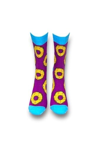 Me-vo Tekli Mor Bay/Bayan Unisex Esnek Nem Alabilen Pamuklu Donut Desenli Soket Çorap