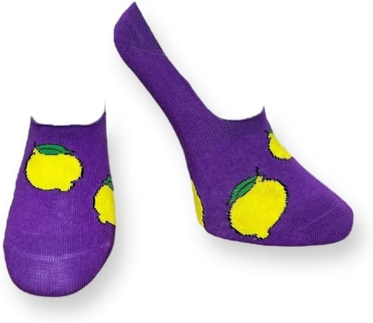Me-vo Tekli Mor Renkli Bay/Bayan Unisex Esnek Nem Alabilen Pamuklu Limon Desenli Babet Çorap