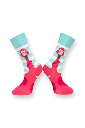 Me-vo Tekli Pembe Renkli Bay/Bayan Unisex Esnek Nem Alabilen Pamuklu Flamingo Desenli Soket Çorap