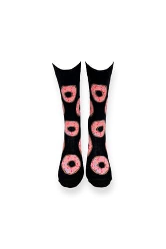 Me-vo Tekli Siyah Renkli Unisex Esnek Nem Alabilen Pamuklu Donut Desenli Soket Çorap