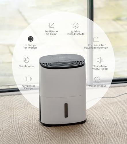 MeacoDry Arete® One 6L Nem Alma ve Hava Temizleyici | Kompakt, Ultra Sessiz 32dB | Küçük Odalar ve Daireler İçin İdeal Yatak Odası Nem Alma Cihazı | H13 HEPA Filtre | Akıllı, Gece ve Çamaşır Modları