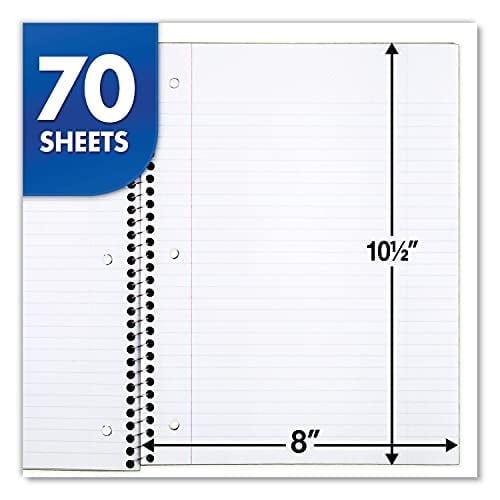 Mead Spiral Notebooks, 1 Subject, College Ruled Paper, 70 Yaprak, Renkli Not Defterleri, Çizgili Kağıt, Ev Okul Malzemeleri & K-12, 10 1/2
