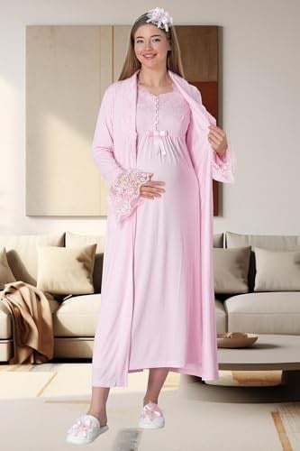 Mecit 1924 Pembe Dört Parça Hamile Lohusa Set - Bedenler: M, L, XX-Large, XL