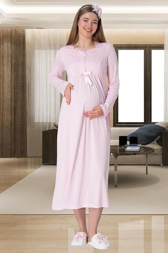 Mecit 1924 Pembe Dört Parça Hamile Lohusa Set - Bedenler: M, L, XX-Large, XL