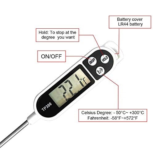 Meilliger Termometre Mutfak Evrensel Ev Termometresi Dijital Pişirme Termometresi Mutfak Termometresi Et Termometresi, Okunabilir 50°C - 300°C, °C/°F Değiştirilebilir Termometre