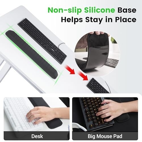 MEKASS Klavye ve Fare için Ergonomik Bilek Desteği, Kaymaz Silikon Tabanlı Yumuşak Hafızalı Köpük Klavye Bilek Dinlenme Seti, Kolay Yazma, Ağrı Kesici, Ofis, İş, Oyun Konforu (Mor Mermer)