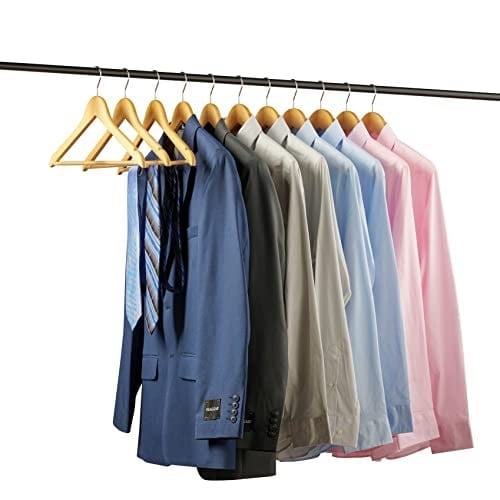 MELDEVO Masif Ahşap Takım Elbise Askıları - 20li Paket - Kaymaz Çubuk ve Hassas Kesim Çentikli - 360 Derece Döner Krom Kanca - Doğal Kaplama Süper Sağlam ve Dayanıklı Ahşap Askılar