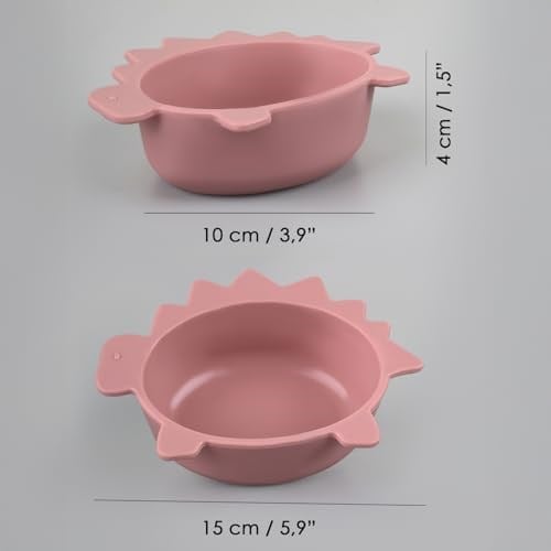 Meleni Baby 3lü Hayvan Figürlü Silikon Bebek Mama Kasesi Seti - Şekilli Bebek Beslenme Kasesi Pembe