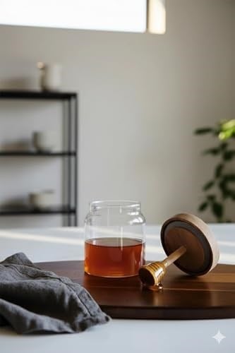 Melora Akasya Kapaklı Borosilikat Cam Bal Kavanozu 450 ml