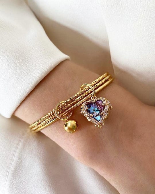 Mel's Accessories 14K Altın Kaplama Üçlü Bilezik Model