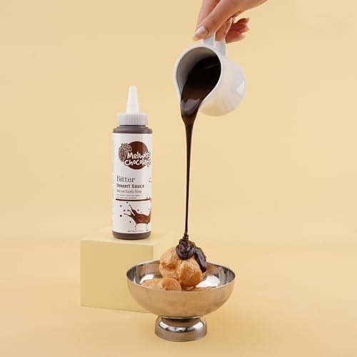 Melwiss Chocolate Bitter Tatlı Sos 330 g – Akışkan kıvamlı Waffle, Pankek, Krep, Dondurma, Kahve ve Tatlılar için Pratik Sıkılabilir Sos